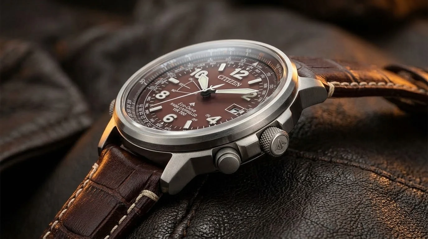 Illustrative render — the slide rule of the Citizen Promaster Sky CB0248