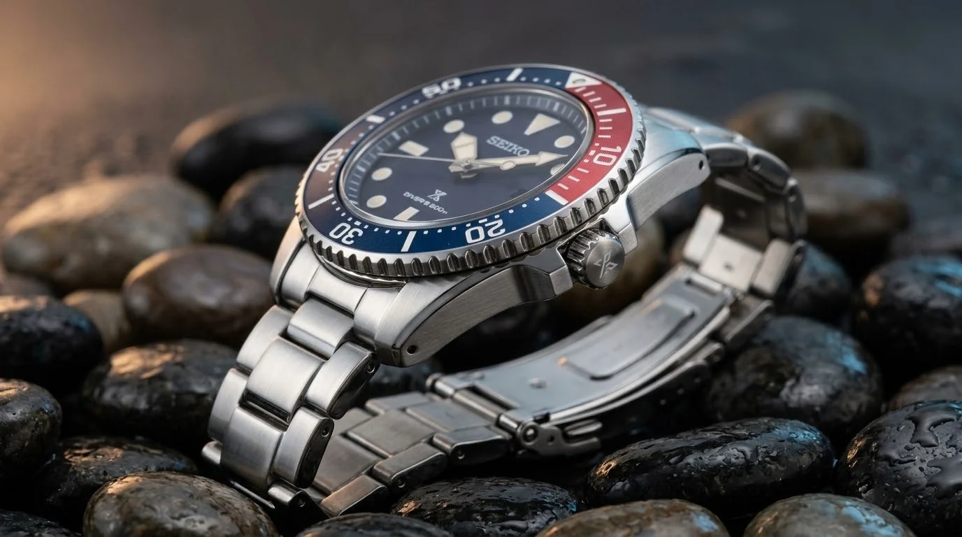 Illustrative render — the bezel of the Seiko Prospex Solar Diver SNE595