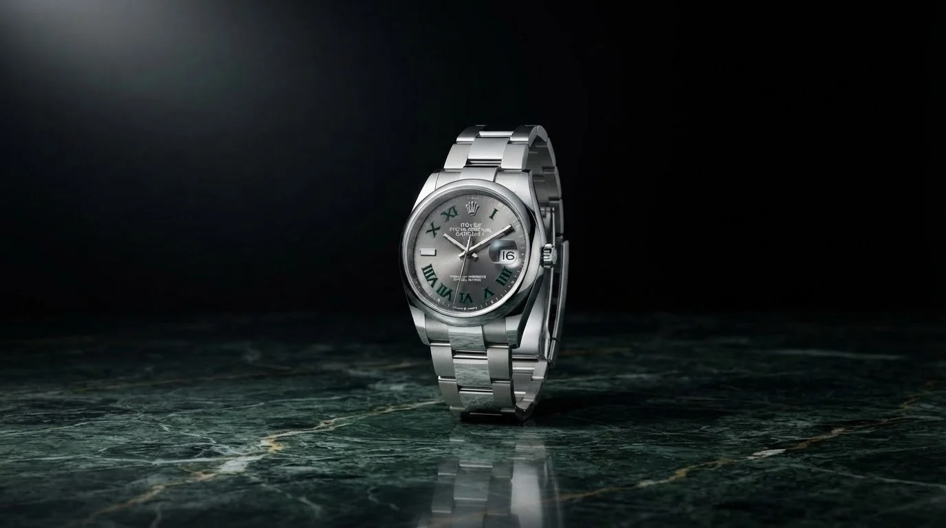 Illustrative render — the wimbledon dial of the Rolex Datejust 36 "Wimbledon"