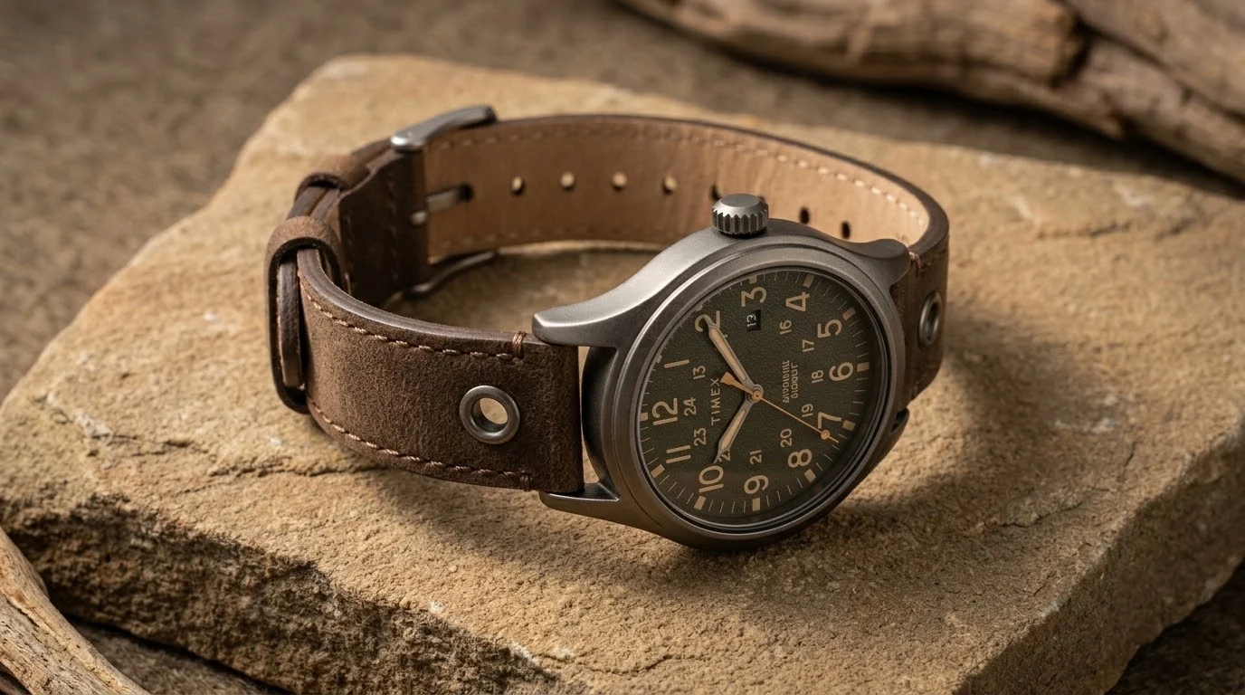 Illustrative render — indiglo of the Timex Expedition Metal Field "Scout"