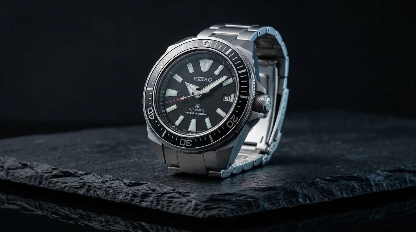 Illustrative render — the armour case of the Seiko Prospex Samurai SRPL13