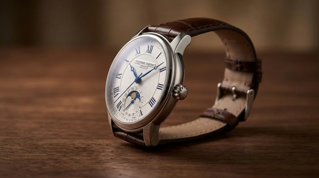 Illustrative render — caliber fc-206 of the Frederique Constant Classic Quartz Moonphase