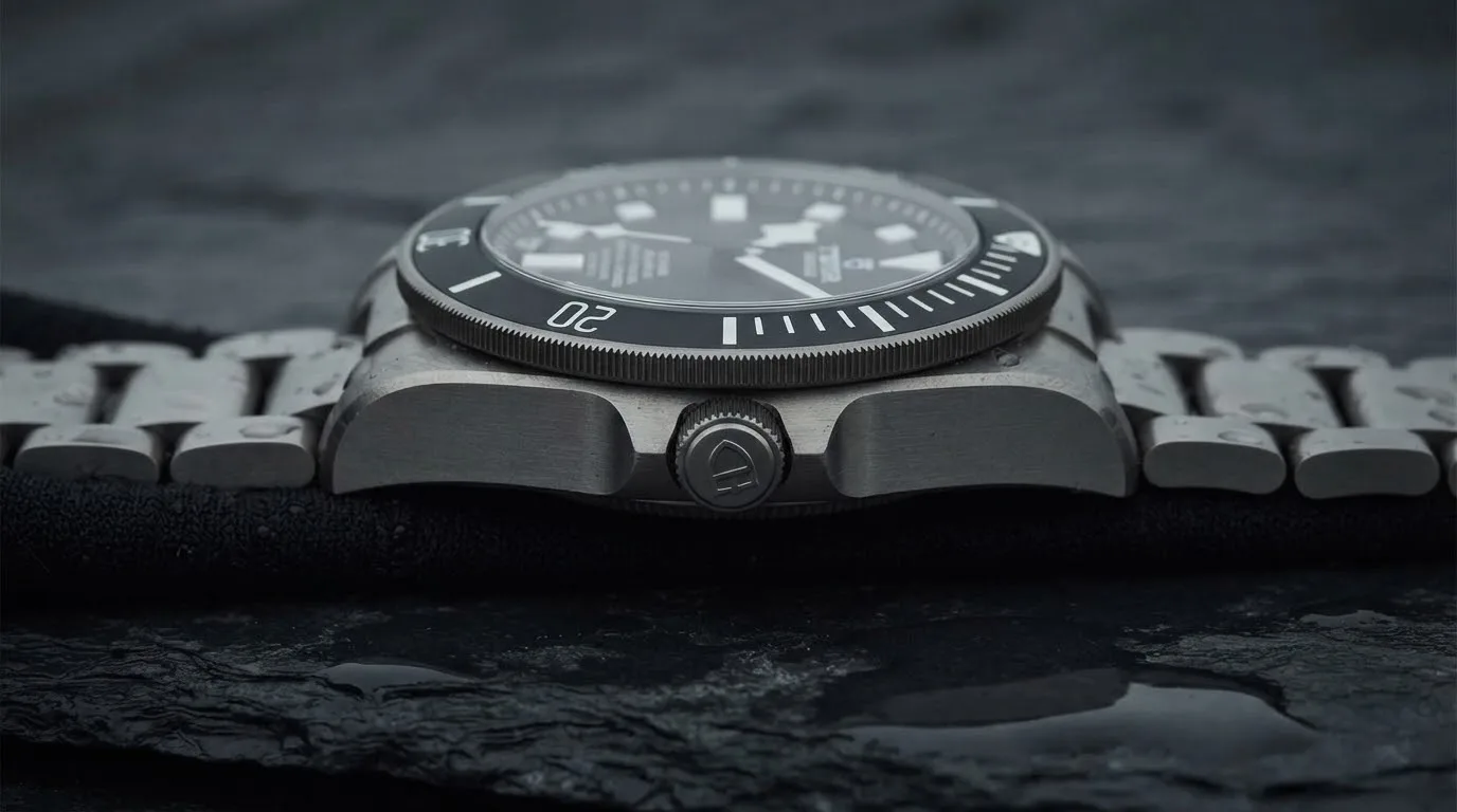 Illustrative render — reading the listing of the Tudor Pelagos 42mm M25600TN-0001 (titanium, black ceramic bezel, black dial, titanium bracelet)