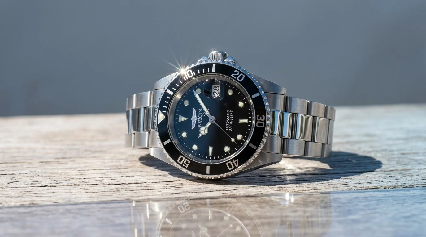 Illustrative render — the coin edge of the Invicta Pro Diver Automatic