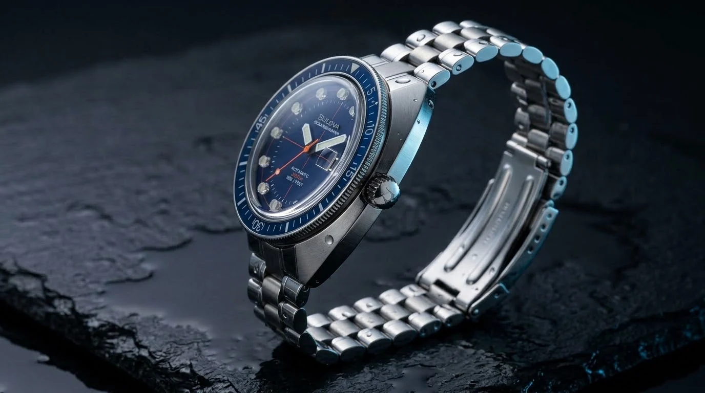 Illustrative render — certified to dive of the Bulova Devil Diver Oceanographer 96B350