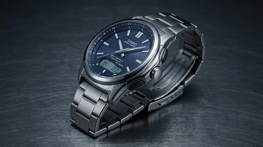 Illustrative render — what the listings say of the Casio Wave Ceptor WVA-M630D