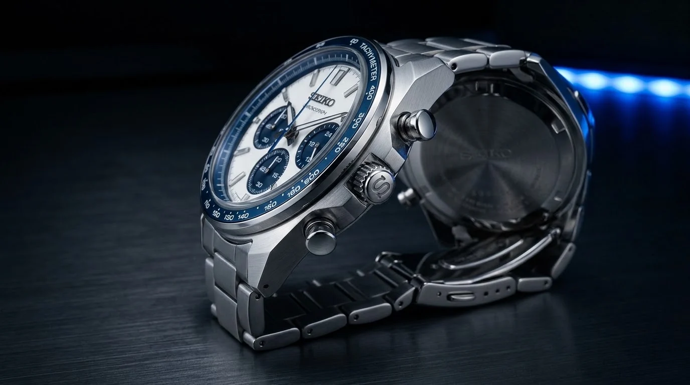Illustrative render — caliber 8t63 of the Seiko Chronograph SSB427 "Blue Panda"