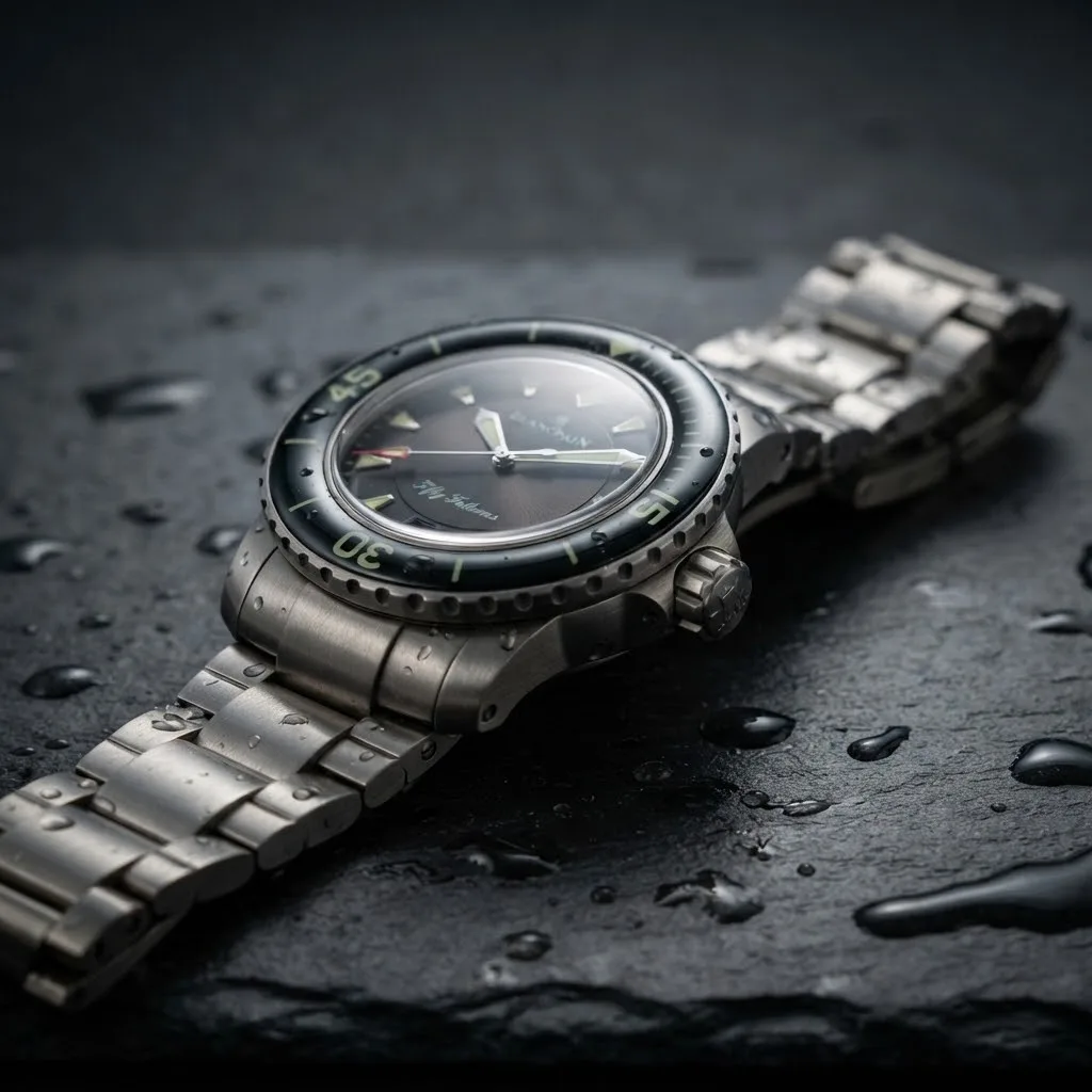 Illustrative render — reading the listing of the Blancpain Fifty Fathoms Automatique 5015-12B30-98 (titanium, black dial, titanium bracelet)