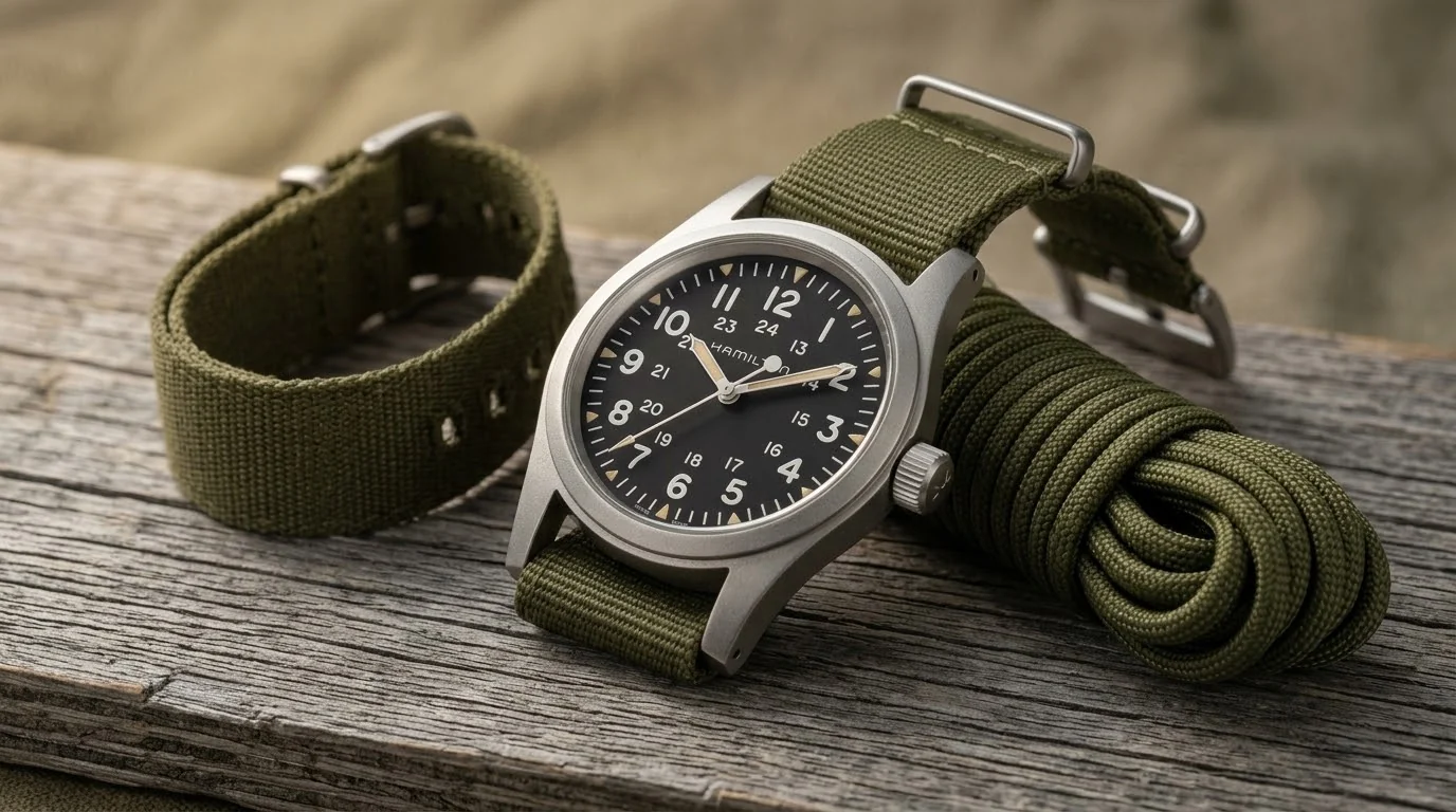 Illustrative render — 80 hours from the h-50 of the Hamilton Khaki Field Mechanical 38mm