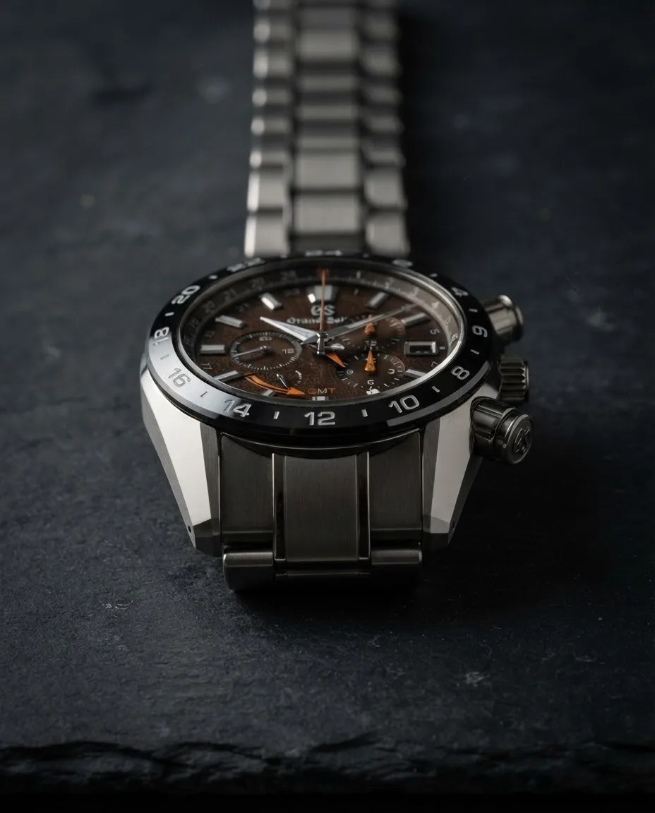 Illustrative render — the lion, and the case of the Grand Seiko Sport Spring Drive Chronograph GMT SBGC231 (Mane of the Lion, limited)