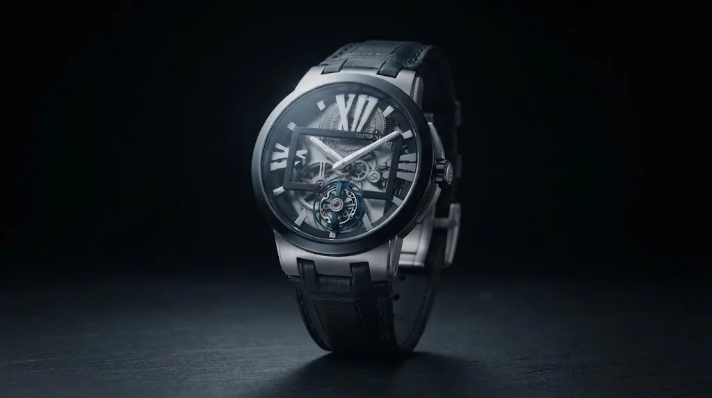 Illustrative render — titanium and ceramic of the Ulysse Nardin Executive Skeleton Tourbillon 45mm (titanium)