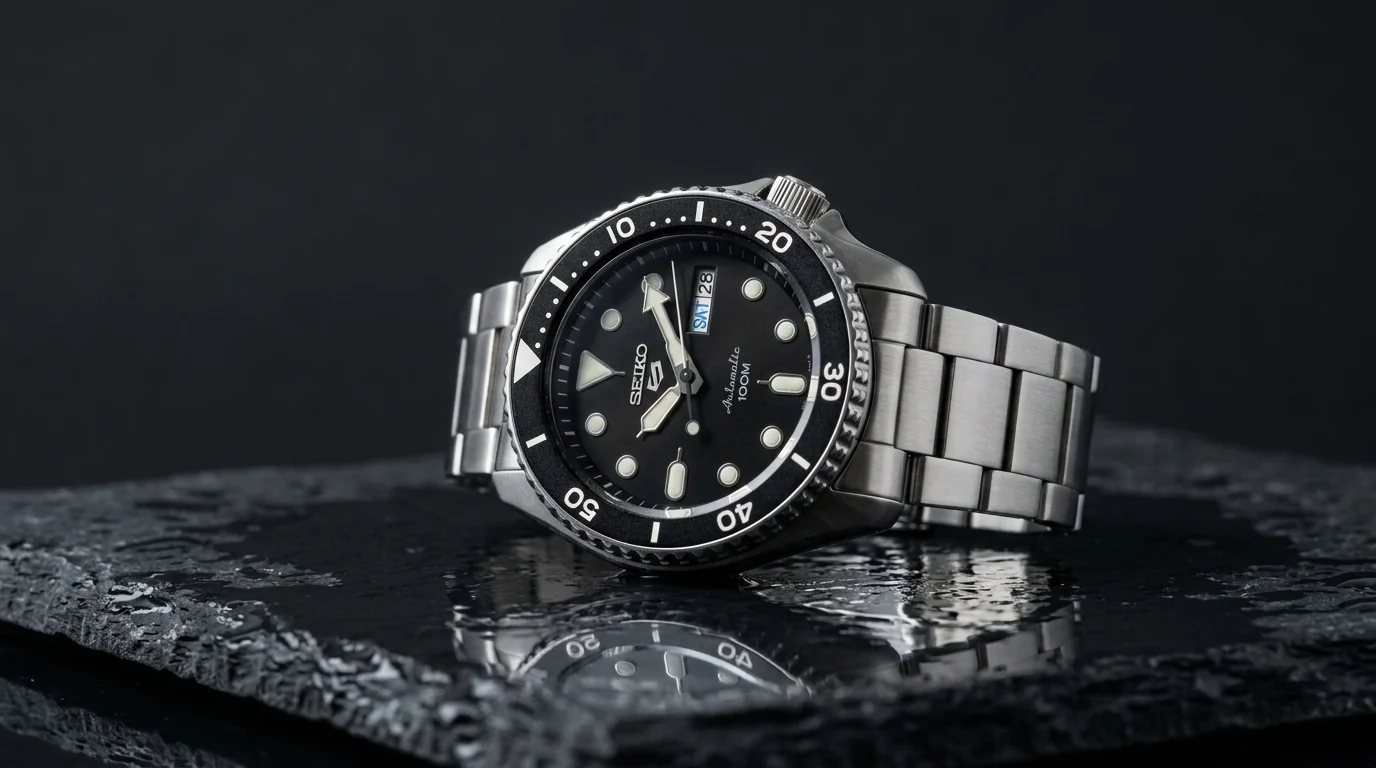 Illustrative render — 100m, honestly of the Seiko 5 Sports 5KX