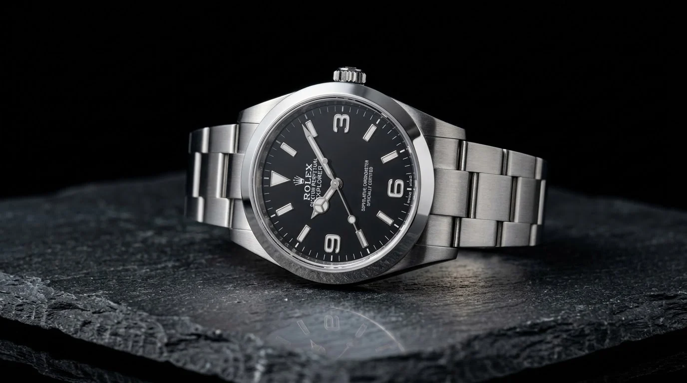 Illustrative render — caliber 3230 of the Rolex Explorer 40