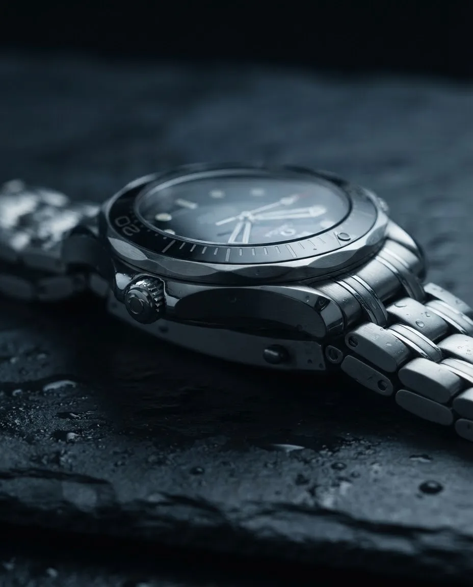 Illustrative render — reading the listing of the Omega Seamaster Diver 300M Co-Axial 41mm (steel, black dial, ceramic bezel, bracelet)