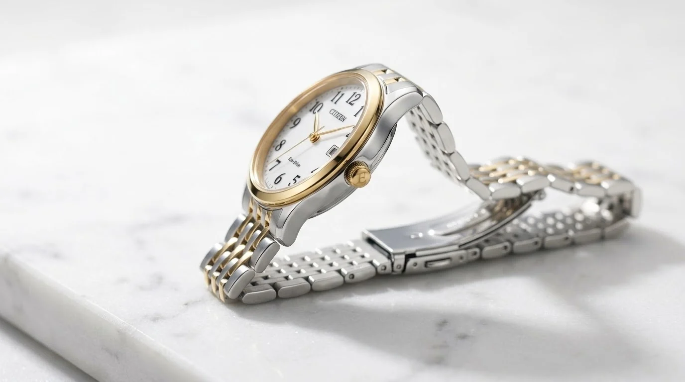 Illustrative render — small by design of the Citizen Eco-Drive Classic EW1544