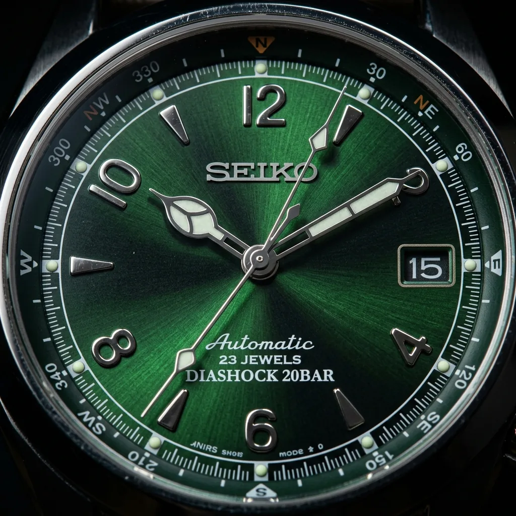 Green sunburst dial