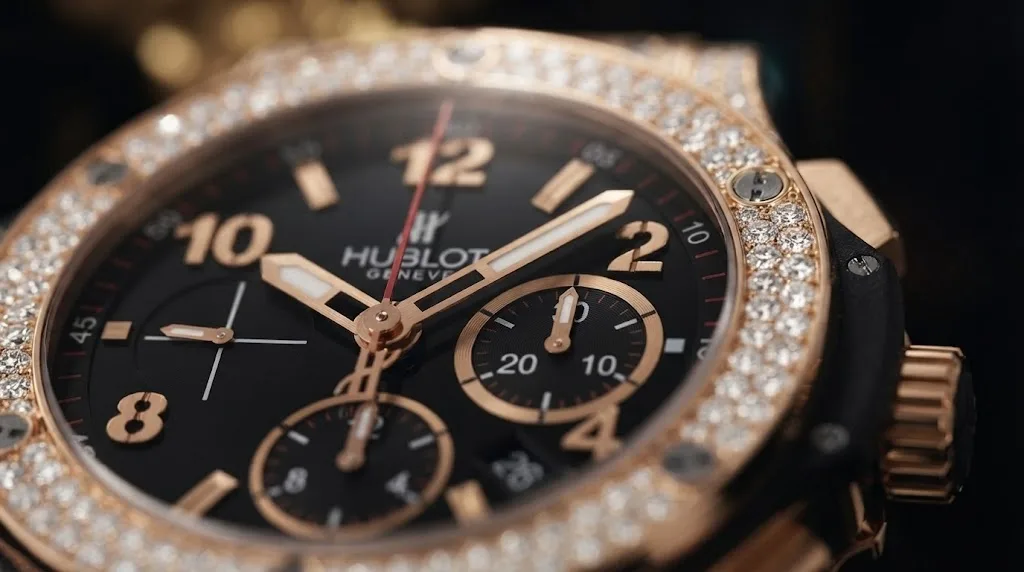 Illustrative render — the watch that made hublot of the Hublot Big Bang 44mm (rose gold, pavé diamonds)