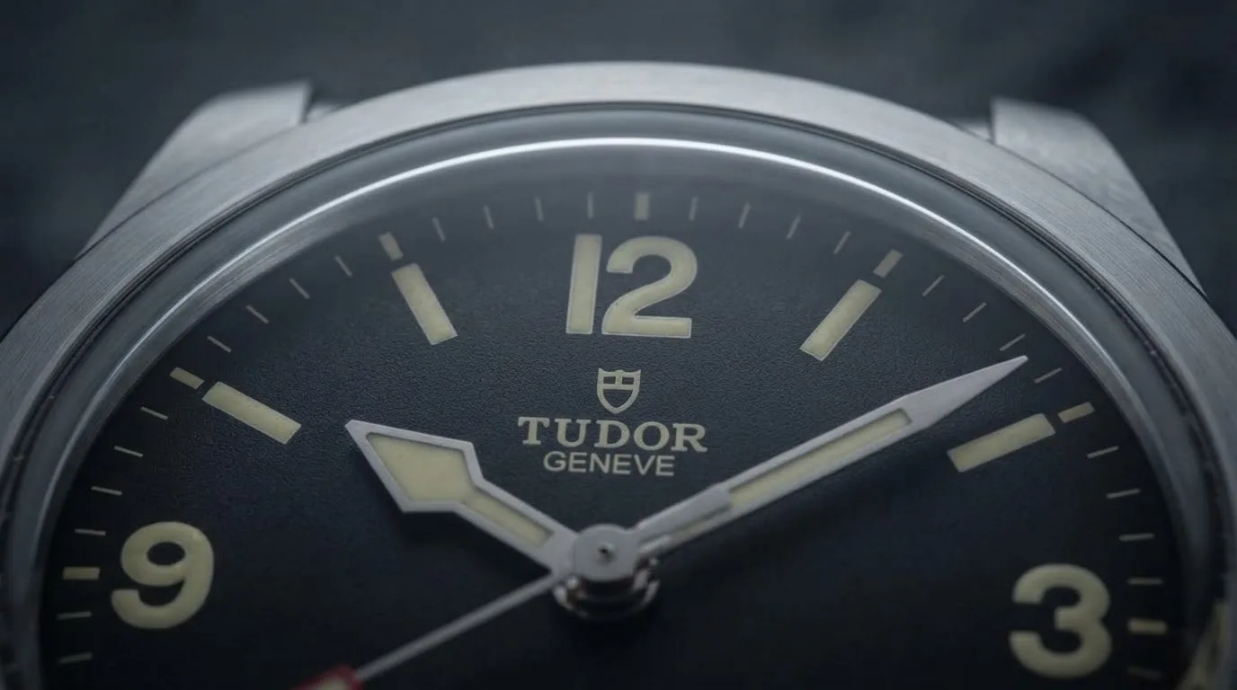 Illustrative render — a field watch with a diver’s movement of the Tudor Ranger 39mm M79950-0001 (steel, black dial, steel bracelet)