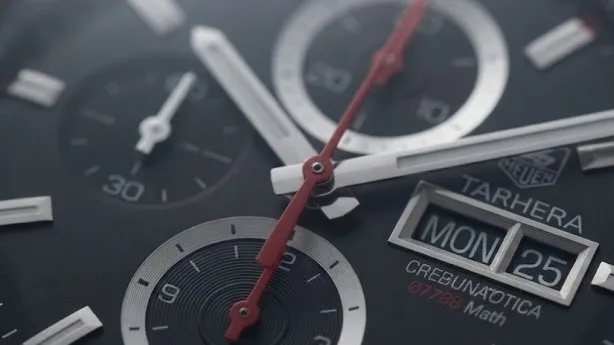 Illustrative render — the everyday racing chronograph of the TAG Heuer Carrera Chronograph 44mm CBN2A1AA.BA0643 (steel, black dial, ceramic bezel, day-date, steel bracelet, Calibre 16)
