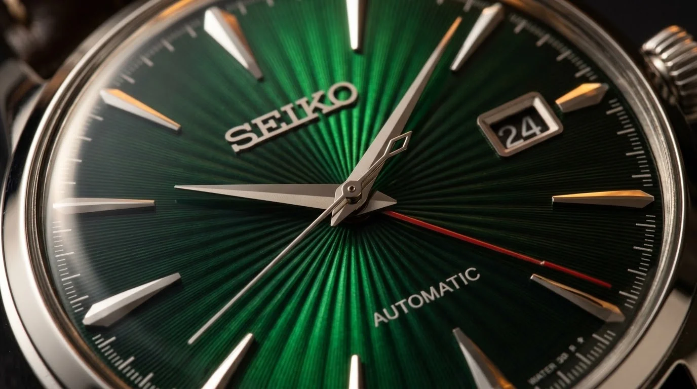 Illustrative render — cocktail time of the Seiko Presage Cocktail Time SRPE15