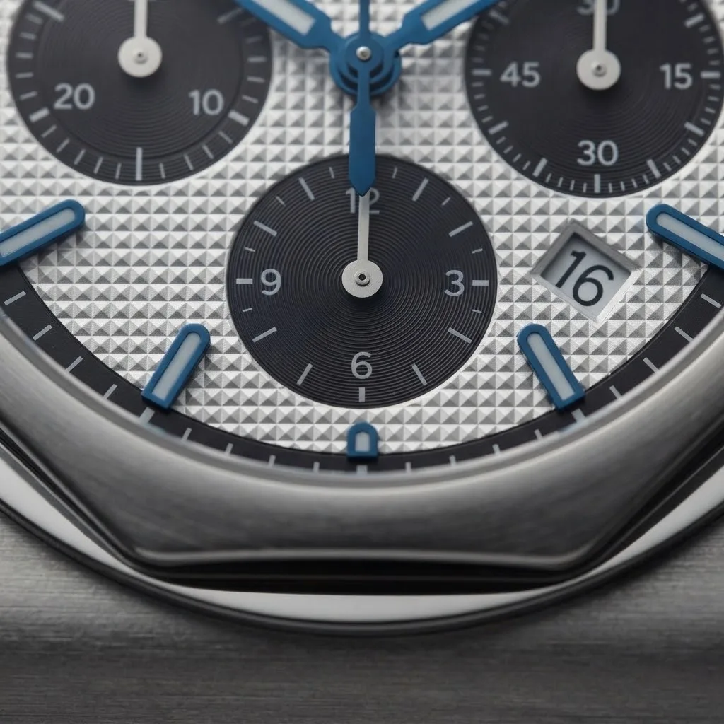 Illustrative render — laureato, 1975 of the Girard-Perregaux Laureato Chronograph 42 81020-11-131-11A (steel, silver dial with black counters, bracelet)