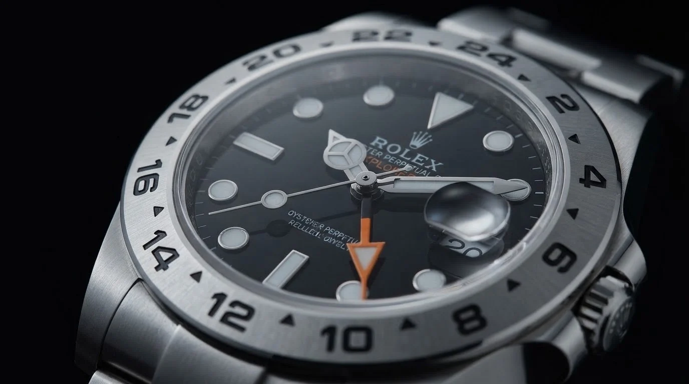 Illustrative render — a gmt for the ground of the Rolex Explorer II 42