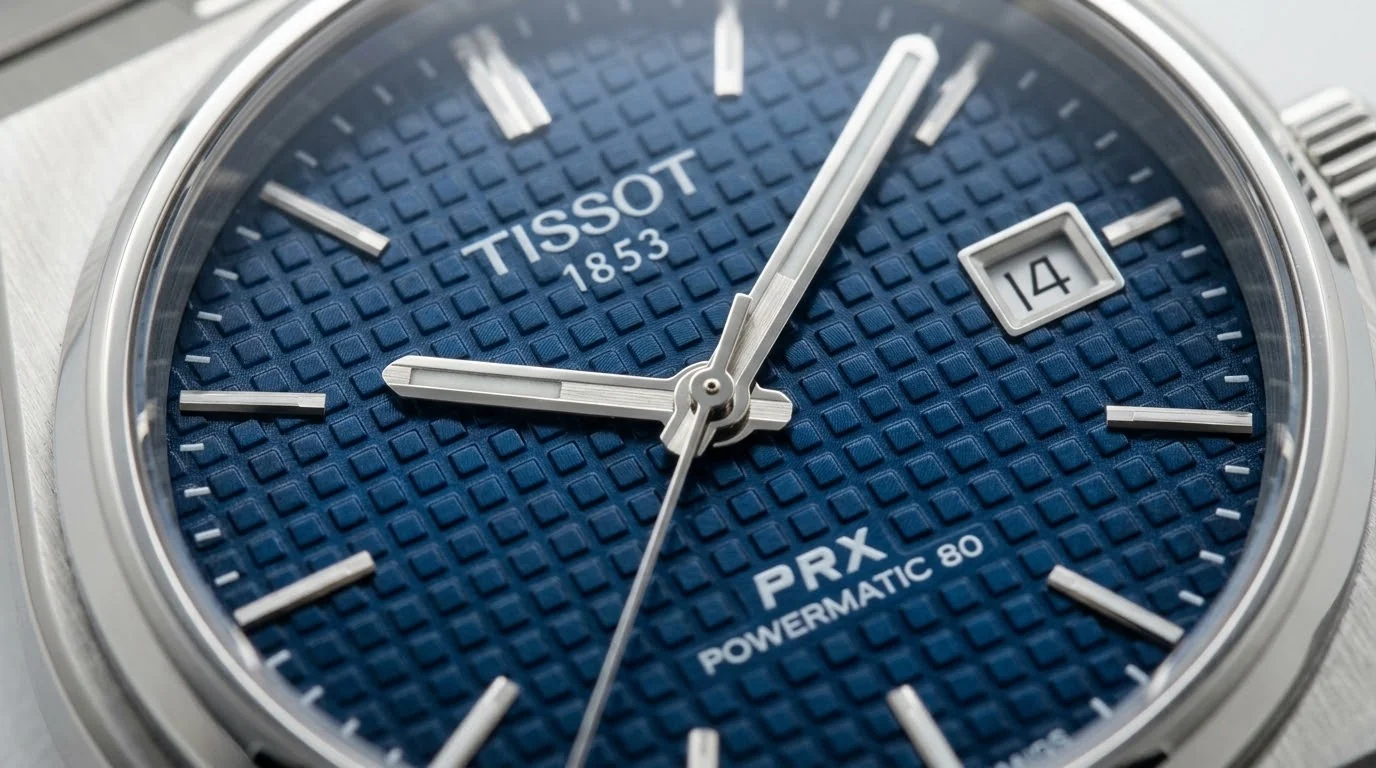 Illustrative render — eighty hours of the Tissot PRX Powermatic 80 35mm