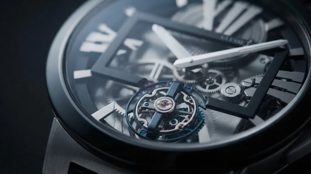 Illustrative render — why a tourbillon of the Ulysse Nardin Executive Skeleton Tourbillon 45mm (titanium)