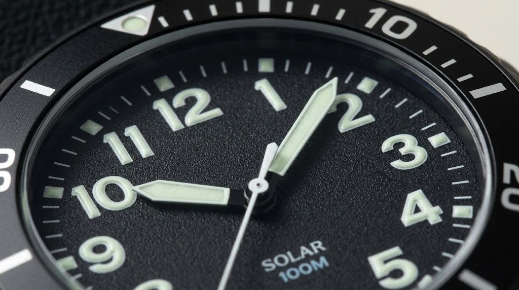 Illustrative render — what the listing says of the findtime Solar Military Analog