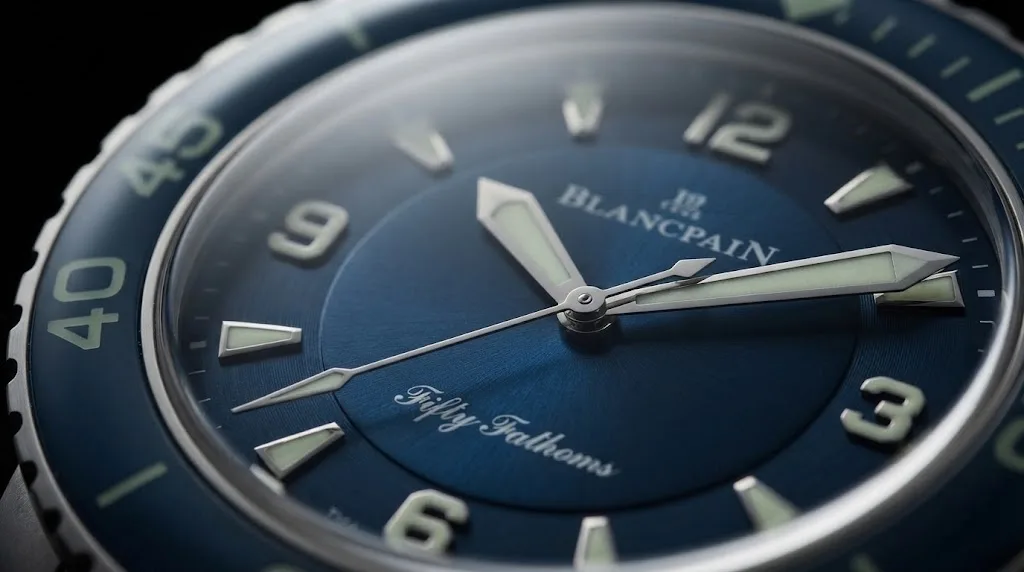Illustrative render — before the submariner of the Blancpain Fifty Fathoms 45mm (titanium, blue dial)