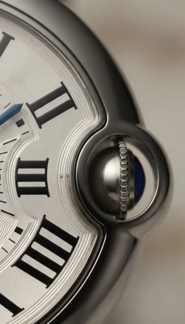 Illustrative render — the 33 with the automatic of the Cartier Ballon Bleu de Cartier 33mm automatic (steel, silver dial, steel bracelet)