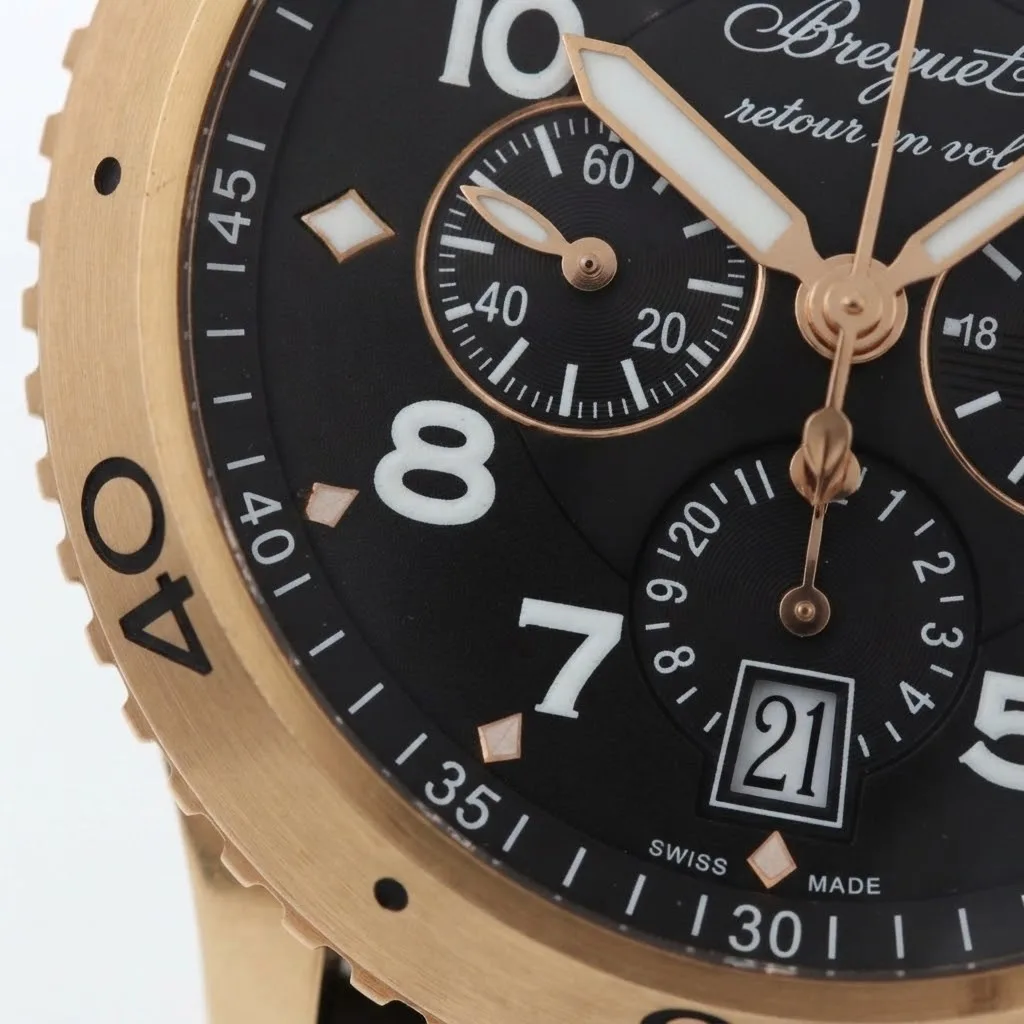 Illustrative render — what a flyback is, and why pilots wanted it of the Breguet Type XXI 3810BR flyback chronograph (18k rose gold)