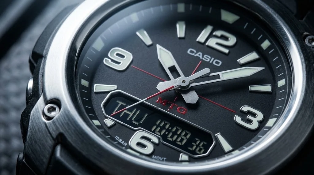 Illustrative render — ana-digi on module 3406 of the Casio G-Shock MTG-M900DA