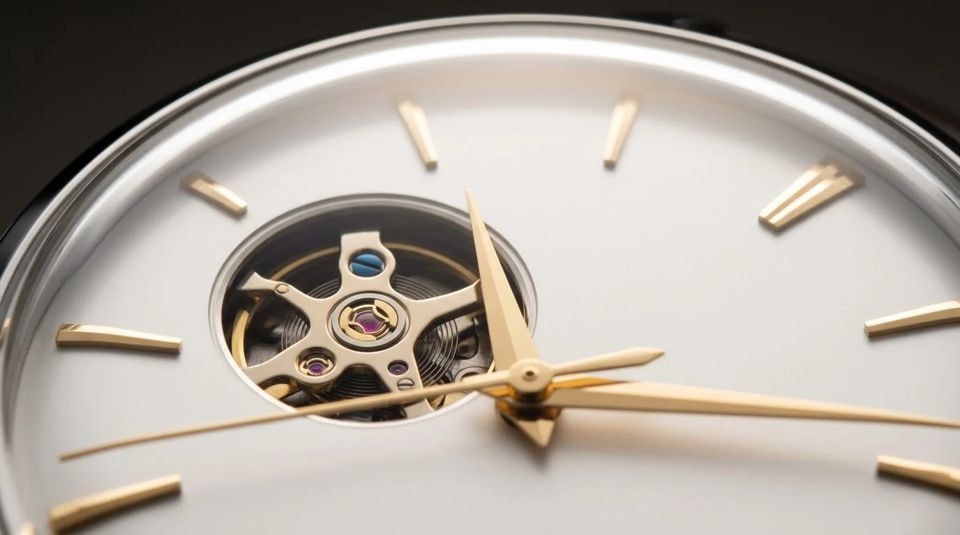 Illustrative render — the aperture of the Orient Bambino Open Heart