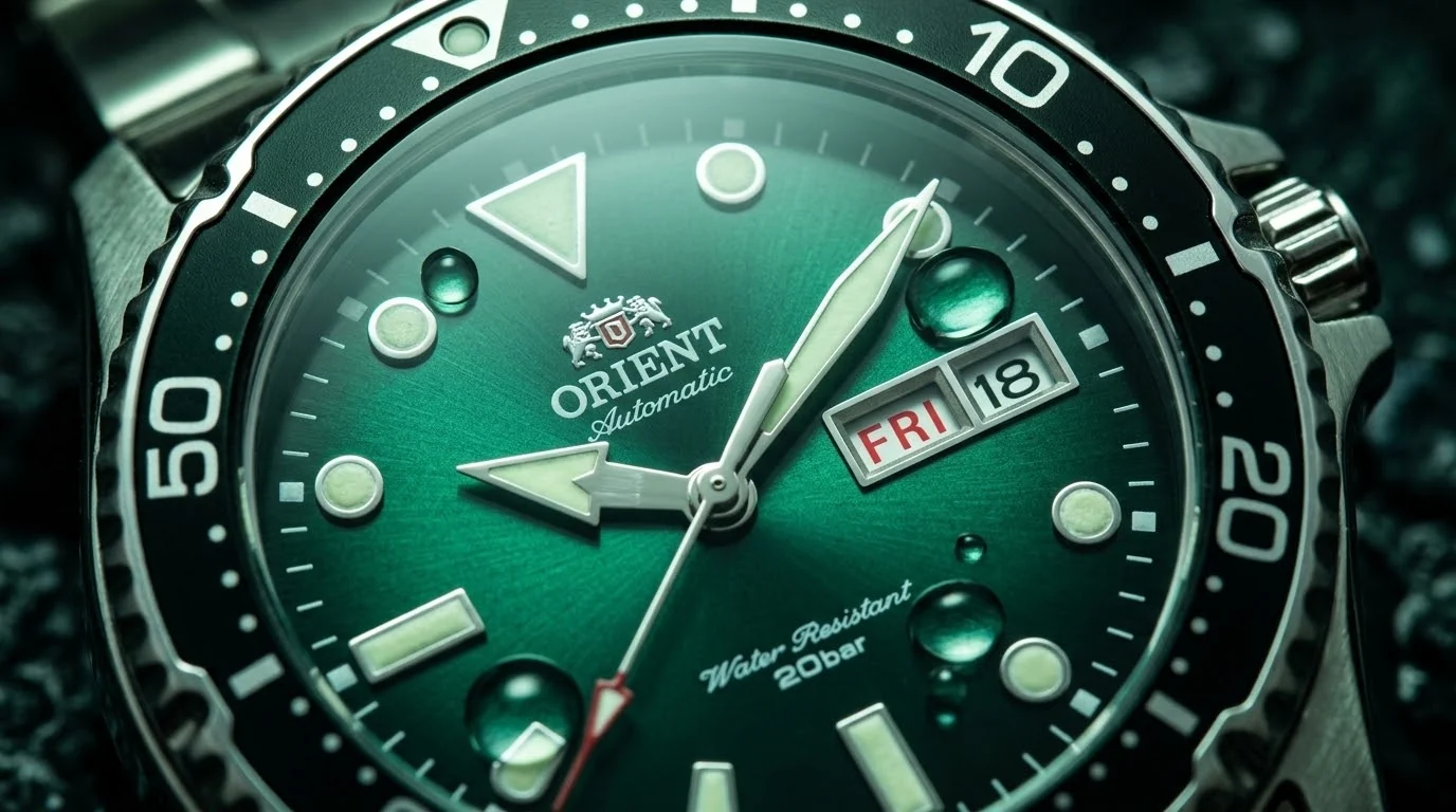 Illustrative render — sapphire at this price of the Orient Kamasu Automatic Diver