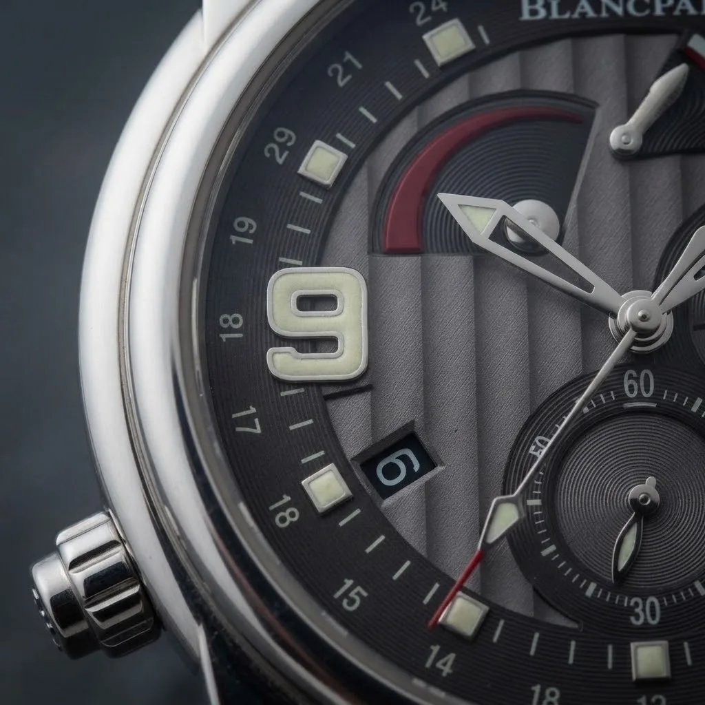 Illustrative render — why an alarm on a wristwatch of the Blancpain L-Evolution GMT Alarm 8841-1134-53B (steel, grey dial)