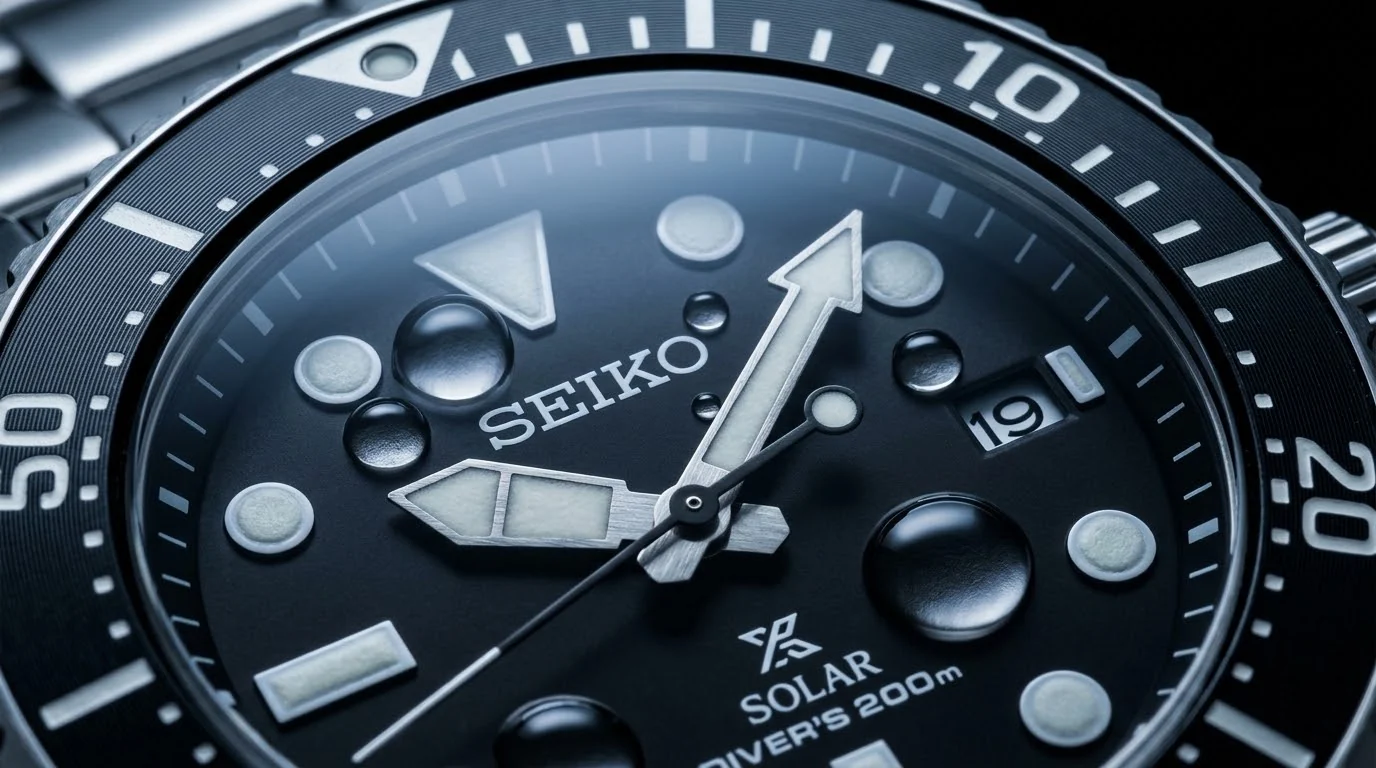 Illustrative render — self-sufficient of the Seiko Prospex Sea Solar SNE597