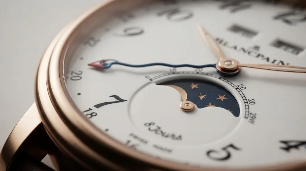 Illustrative render — grand feu of the Blancpain Villeret Quantième Complet 8 Jours (red gold, enamel dial)