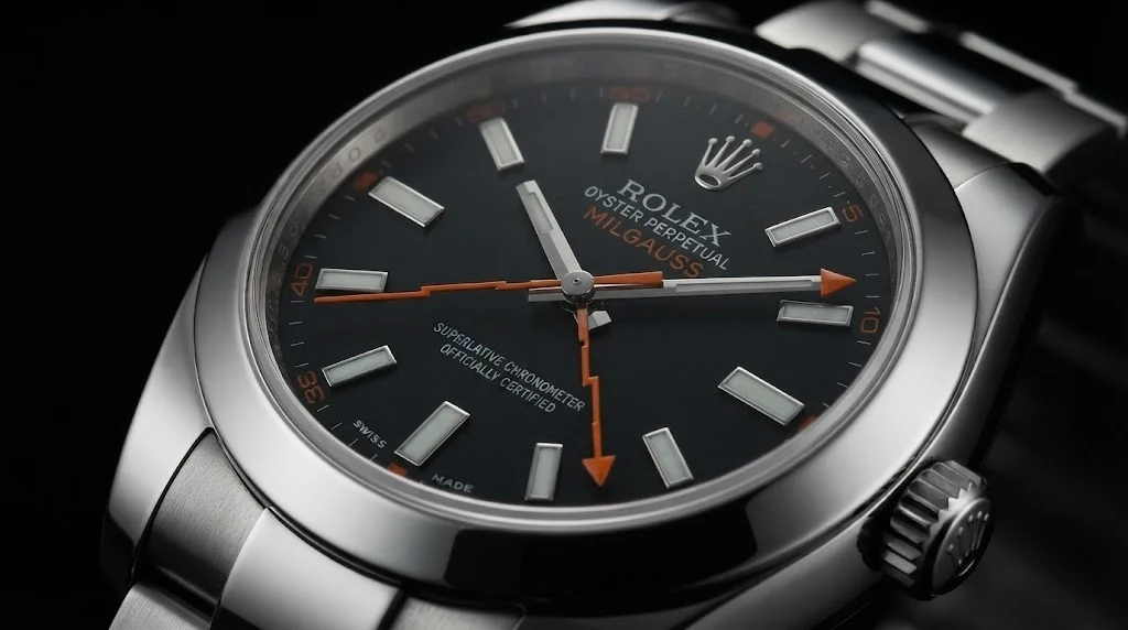 Illustrative render — a thousand gauss of the Rolex Milgauss 40