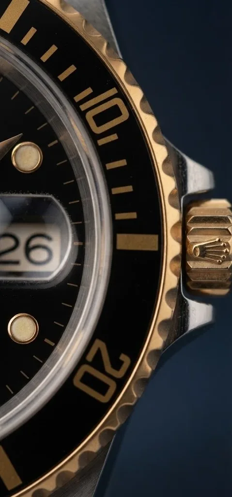 Illustrative render — why the 16803 matters of the Rolex Submariner Date 16803 (steel and 18k yellow gold, black dial, black bezel)