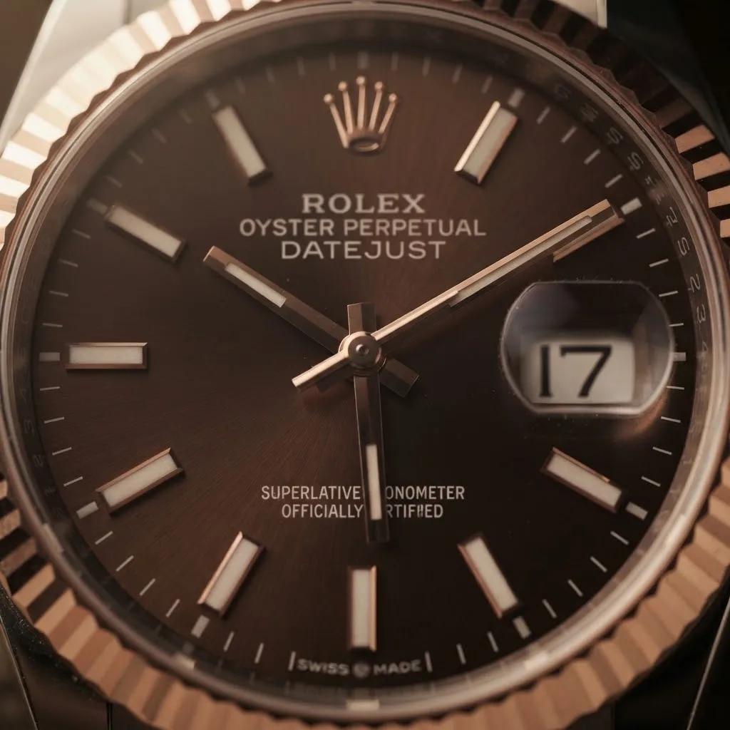 Illustrative render — everose, and why the chocolate dial of the Rolex Datejust 36 (Everose Rolesor, chocolate dial)
