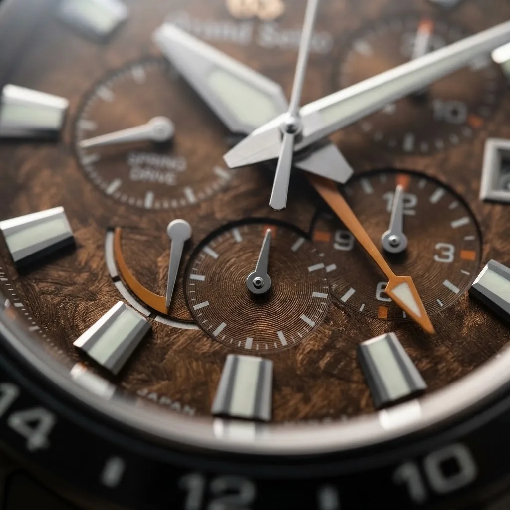 Illustrative render — what spring drive is of the Grand Seiko Sport Spring Drive Chronograph GMT SBGC231 (Mane of the Lion, limited)