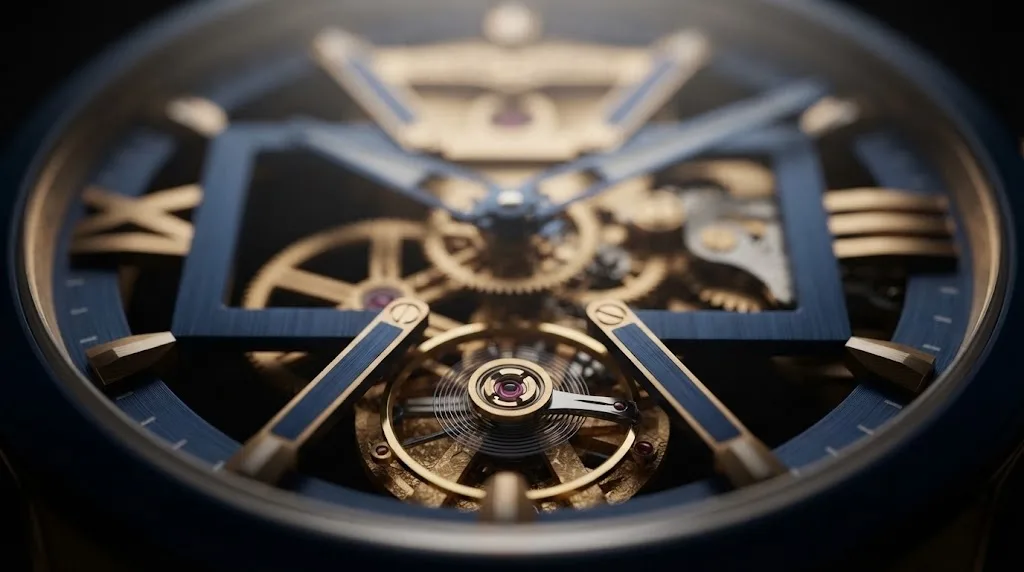 Illustrative render — the x of the Ulysse Nardin Executive Skeleton X 42mm (18k rose gold, blue)