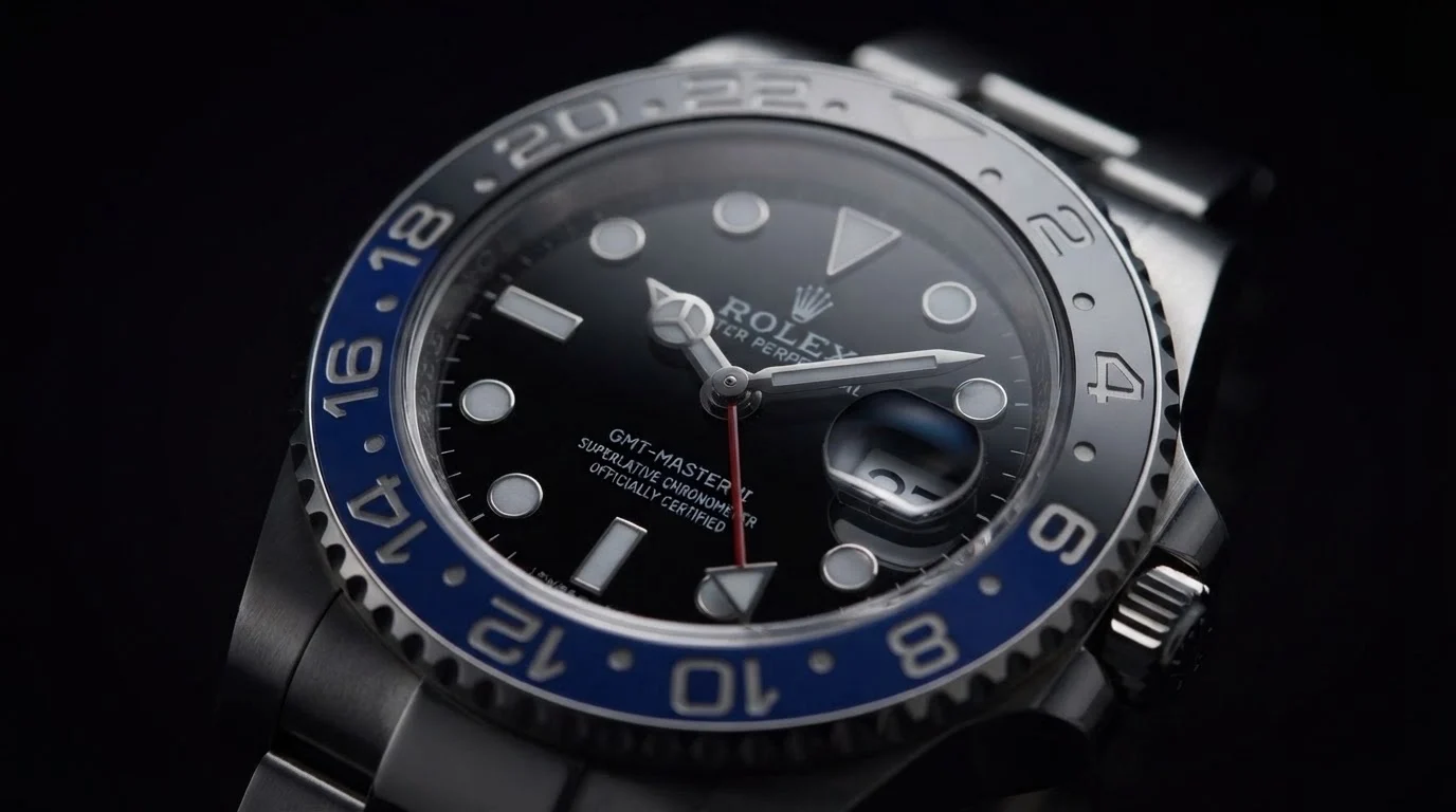 Illustrative render — why the batman matters of the Rolex GMT-Master II "Batman"