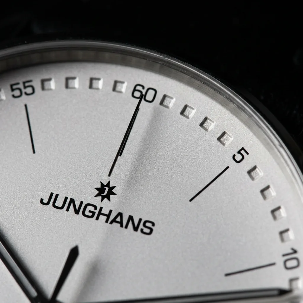 Junghans Form A 27/4731.00 embossed minute track detail