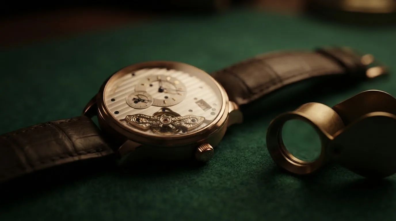Illustrative render — hero view of the Glashutte Original PanoMaticInverse 91-02-01-05-30 (18k red gold, pre-owned)