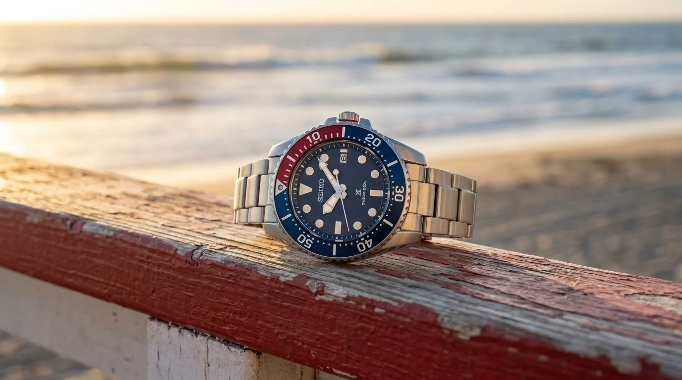 Illustrative render — hero view of the Seiko Prospex Solar Diver SNE595