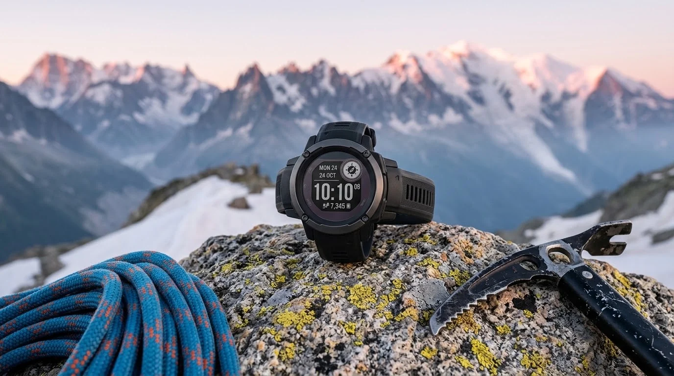 Illustrative render — hero view of the Garmin Instinct 3 Solar 45mm