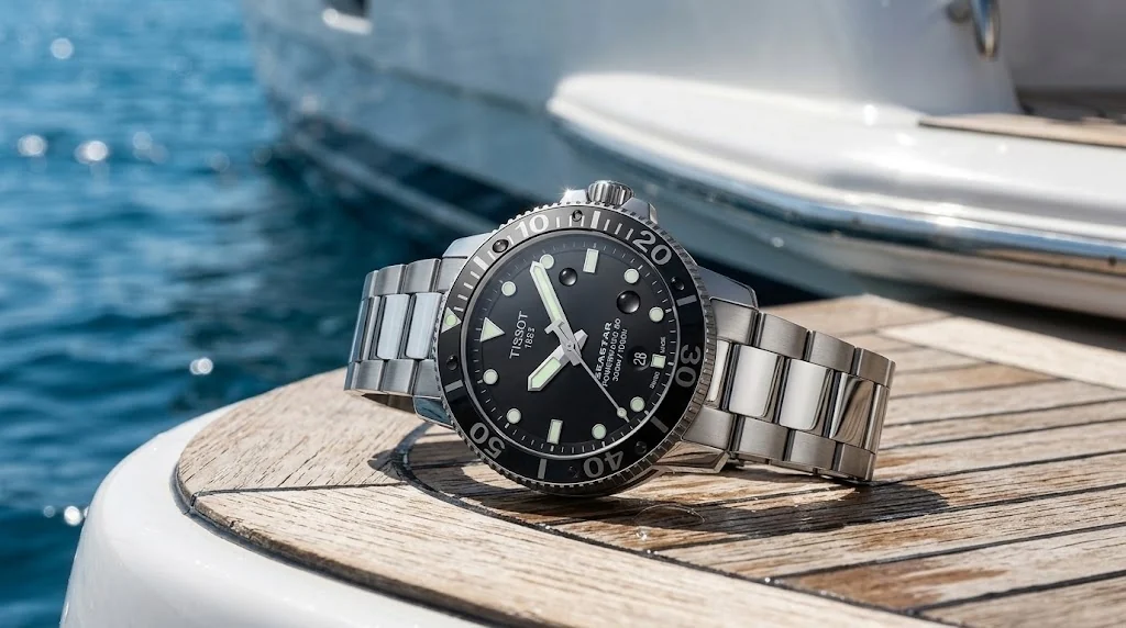 Illustrative render — hero view of the Tissot Seastar 1000 Automatic
