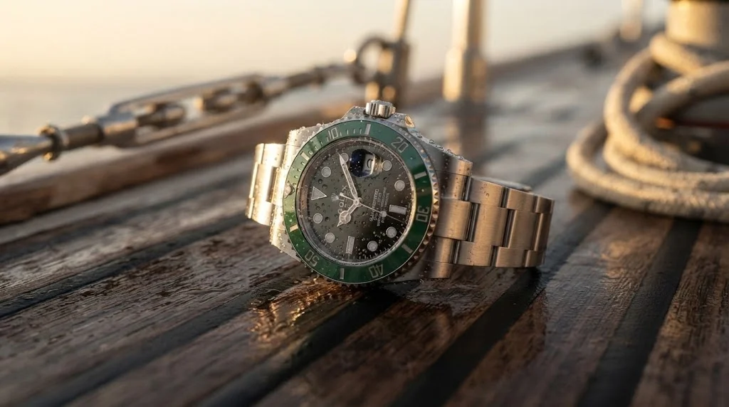 Illustrative render of the Rolex Submariner Date 41 (green bezel)
